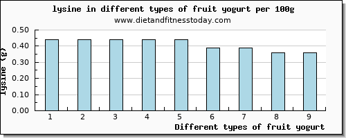 fruit yogurt lysine per 100g